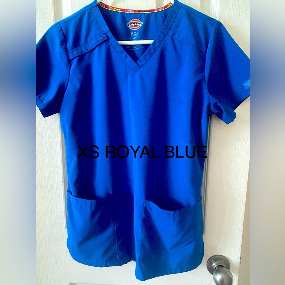 Dickies Stretch V-Neck Blue Scrub Top
